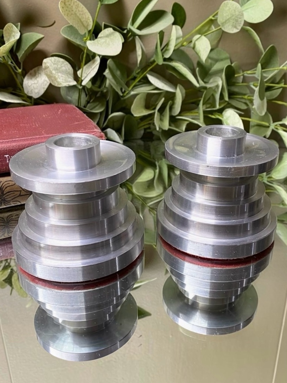 Vintage Candlesticks Aluminum Candle Holders Set 2 Industrial Modern